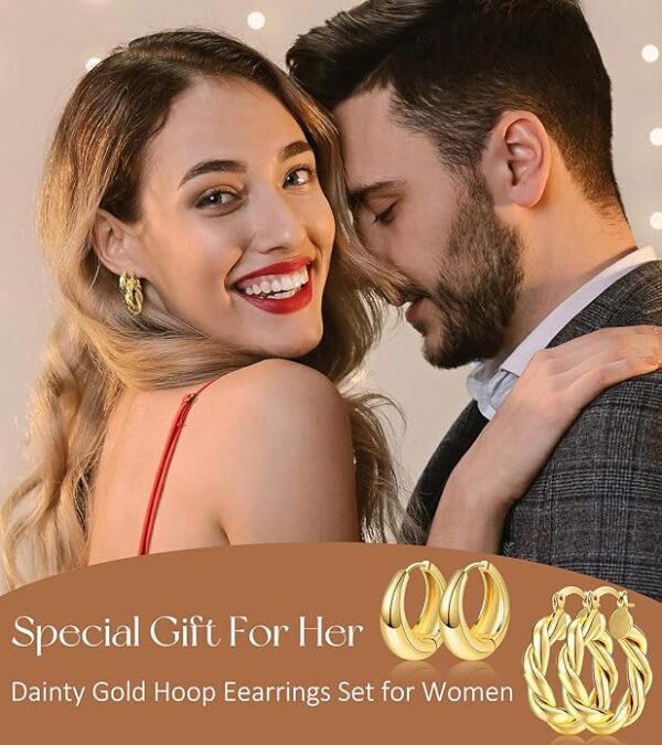 9 Pairs Gold Hoop Earrings - Image 4