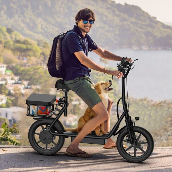 Electric Scooter w/Adjustable Seat & Basket 22MPH - Image 6