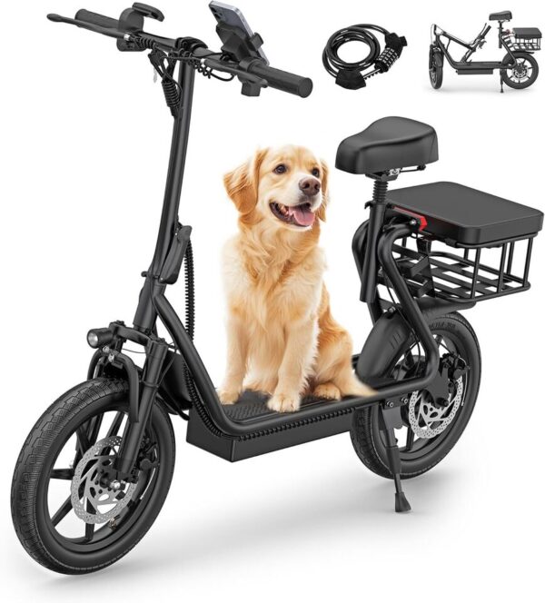 Electric Scooter w/Adjustable Seat & Basket 22MPH - Image 8