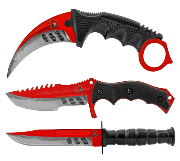 MTech Red Fixed Blade Knife Set | Karambit, - Image 3