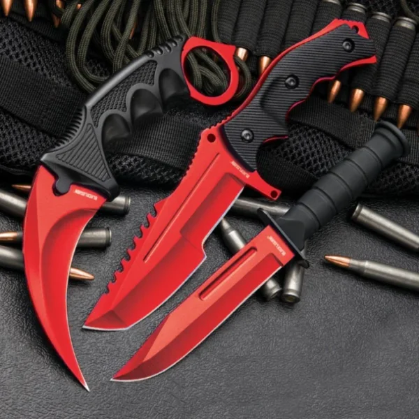 MTech Red Fixed Blade Knife Set | Karambit, - Image 4